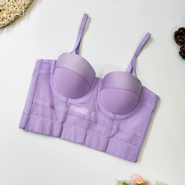 Crop top bustier femme violet