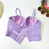 Crop top bustier femme violet