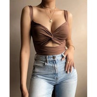 Haut bustier sans manche pour femme marron