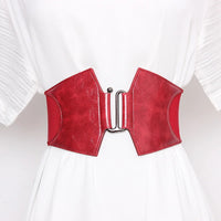 Ceinture corset rouge élastique en similicuir