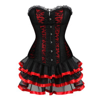 Robe corset rouge et noir avec dentelle et armatures