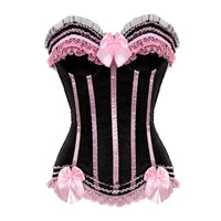 Corset noir et rose avec nœud rose