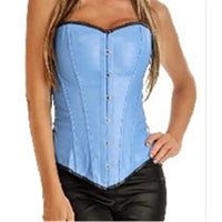 Corset bleu en simili cuir pour femme