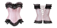 Corset bustier rose avec dentelle noire