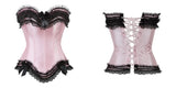 Corset bustier rose avec dentelle noire