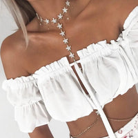 Bustier blanc épaules dénudées avec manches courtes