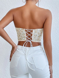 Top corset décolleté en V avec Imprimé