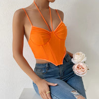 Top corset Sexy Orange en Halter Chic