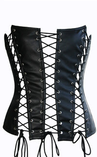 Corset sexy en similicuir noir avec fermeture à lacets