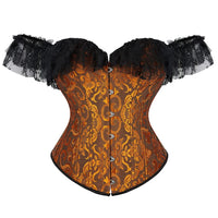 Corset marron avec manche en dentelle