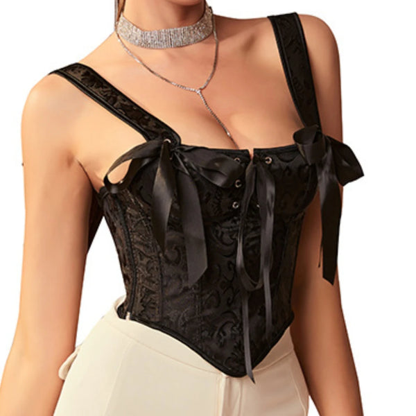 Crop top Bustier noir vintage à lacets