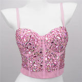 Corset bustier à bretelles rose brillant