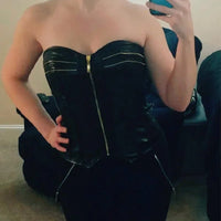 Corset Steampunk en Faux Cuir à fermeture éclair