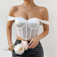 Crop top Bustier blanc bretelle tombante