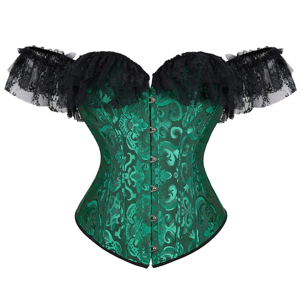 Corset vert avec manche en dentelle 