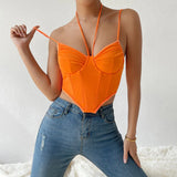 Top corset Sexy Orange en Halter Chic