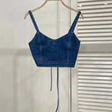 Top corset en jean avec bretelle