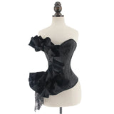Corset bustier noir style vintage avec volants