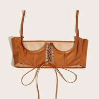 Ceinture Corset bustier avec lacets en faux cuir marron