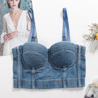 Top corset en jean avec bretelles réglables