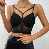 Crop top Bustier noir double bretelle