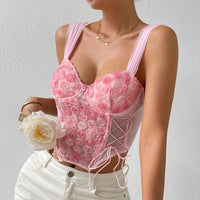 Crop top Bustier rose à bretelle