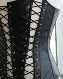 Corset sexy en similicuir noir avec fermeture à lacets