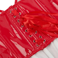 Corset top en similicuir brillant rouge