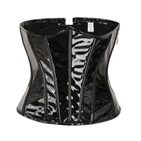 Corset noir cintrée avec fermeture éclair en similicuir