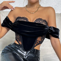 Bustier noir en dentelle sexy et dos nu