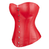 Corset overbust en cuir synthétique rouge avec armatures