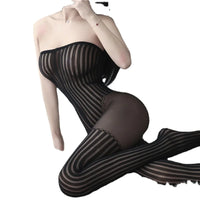 Combinaison bustier avec rayure sexy en dentelle noire