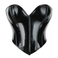 Corset bustier en similicuir brillant noir