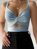 Top bustier façcon corset bleu pâle