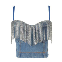 Corset en jean Denim avec Strass Diamant