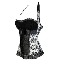 Corset bustier noir en dentelle avec bretelles halter