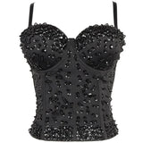 Corset bustier noir brillant