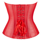 Corset overbust en cuir synthétique rouge avec armatures