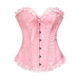 Corset sexy pour femme rose en jacquard