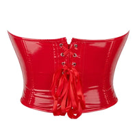 Corset top en similicuir brillant rouge