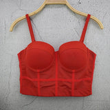 Crop top bustier rouge avec bretelles