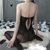Combinaison bustier avec rayure sexy en dentelle noire