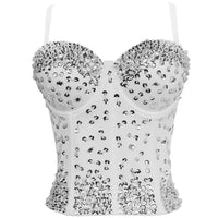 Corset bustier blanc à paillette avec bretelles