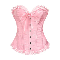 Corset sexy pour femme rose en jacquard