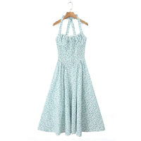 Robe corset imprimé bleu clair