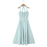 Robe corset imprimé bleu clair