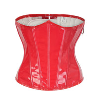 Corset en similicuir rouge avec fermeture éclair et à lacets