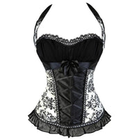 Corset bustier noir en dentelle avec bretelles halter