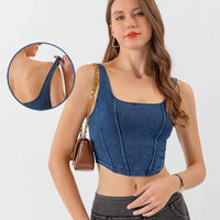 Bustier en jean avec encolure en U et tissu extensible