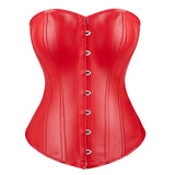 Corset overbust en cuir synthétique rouge avec armatures